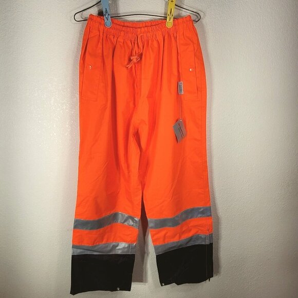 High-Visibility Reflective Work Pants Large 3M Scotchlite Orange/Black Safety - Picture 1 of 11